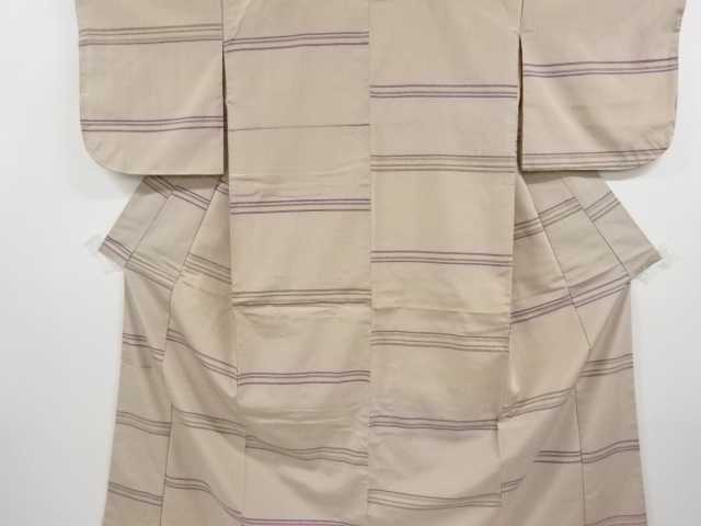 JAPANESE KIMONO / ANTIQUE KIMONO / SILK / HAND WOVEN TSUMUGI / STRIPE